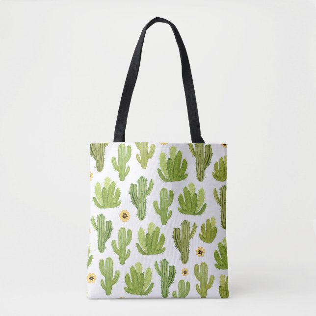 Tote Bag Cactus du désert vert : Aquarelle transparente (Devant)