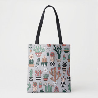 Tote Bag Cactus en fleurs mignons : Motif à main