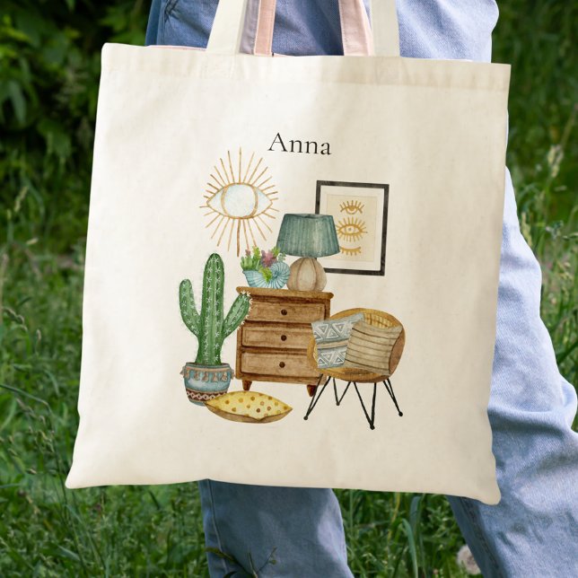 Tote Bag Cactus Moderne Bohème  (Créateur téléchargé)