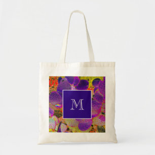 Tote Bag Cactus numérique du désert Monogramme violet Perso