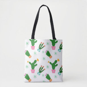 Tote Bag Cactus seamless vintage pattern, repeated ornamen