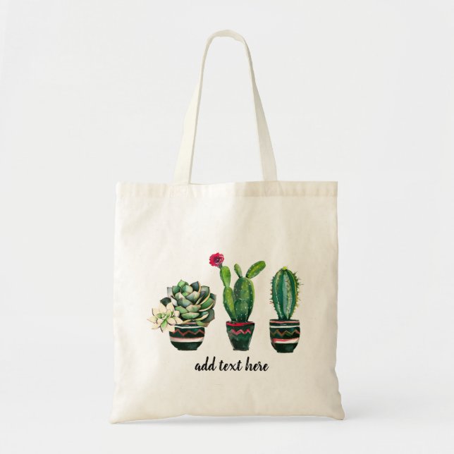 Tote Bag cactus, succulent, aquarelle, fiesta, mexicaine, (Devant)