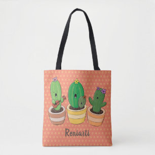 Tote Bag Cactus trio chantante mignonne dessin animé