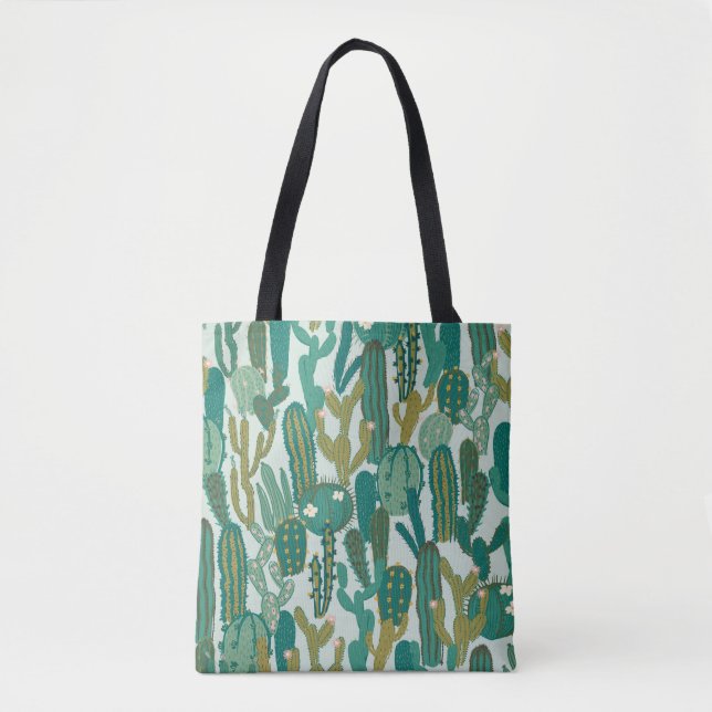 Tote Bag Cactus Vert texture Vintage répétée (Devant)