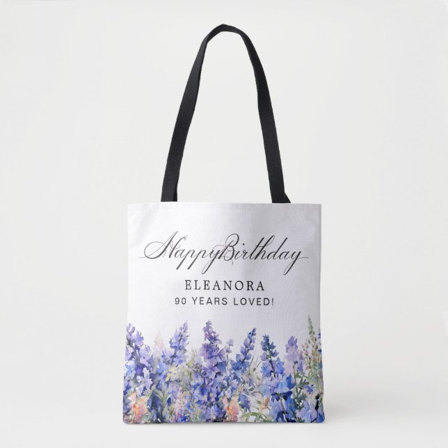 Tote Bag Cadeau 90e anniversaire Fleur du mois de naissance (Devant)