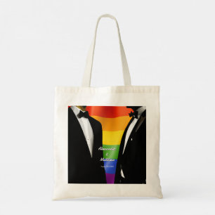 Tote Bag Cadeau arc-en-ciel de mariage d'hommes gays modern
