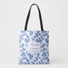 Tote Bag Cadeau Bridesmaid de la Chinoiserie Bleue et Blanc
