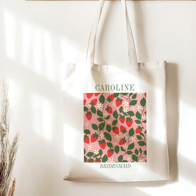 Tote Bag Cadeau d'aide-ménagère aux fraises personnalisé Vi (Créateur téléchargé)
