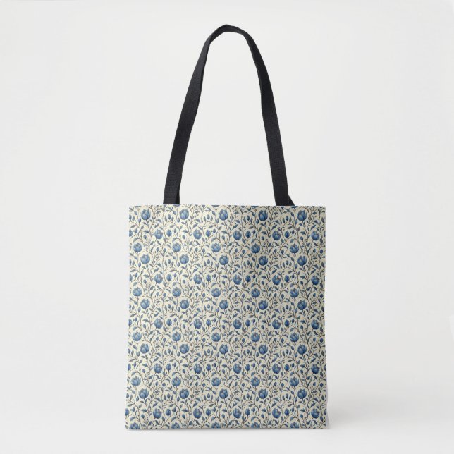 Tote Bag Cadeau d'anniversaire | Fleur et feuille bleues in (Devant)