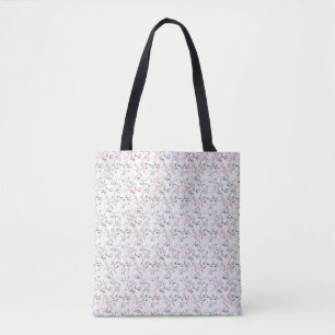Tote Bag Cadeau d'anniversaire Fleurs roses, bleues et gr