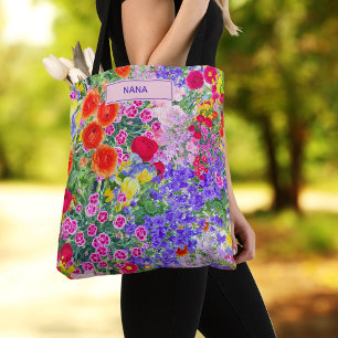 Tote Bag Cadeau d'anniversaire pour Nana Fleurs aquarelles 