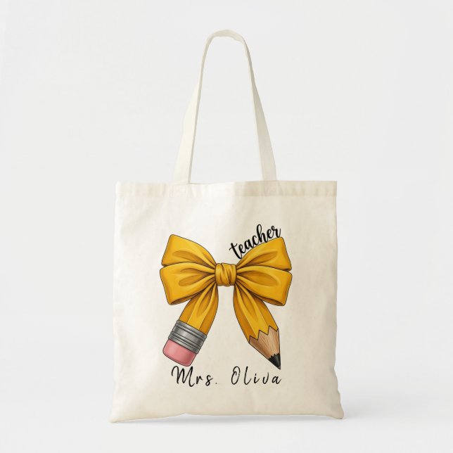 Tote Bag Cadeau d'appréciation de ruban de crayon pour ense (Devant)