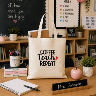 Tote Bag Cadeau d'appréciation pour enseignant 'Café, Ensei