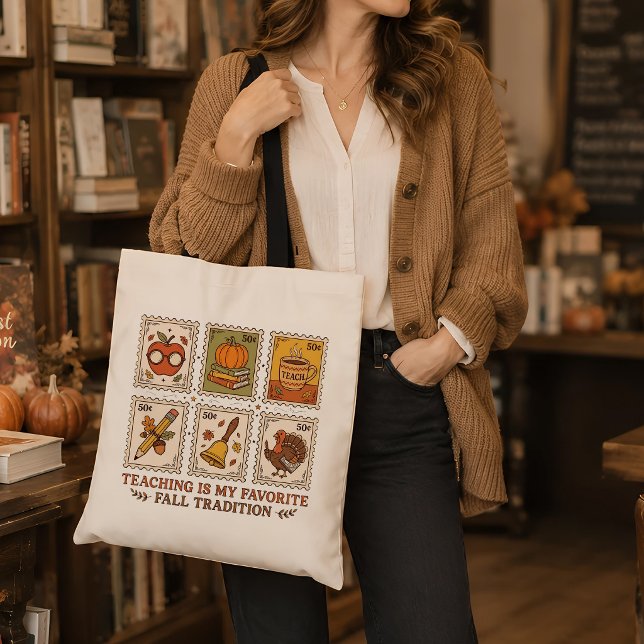 Tote Bag Cadeau d'automne pour enseignant Illustration de t (Créateur téléchargé)