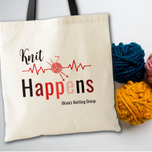 Tote Bag Cadeau de battement de coeur Knit Happens pour tri