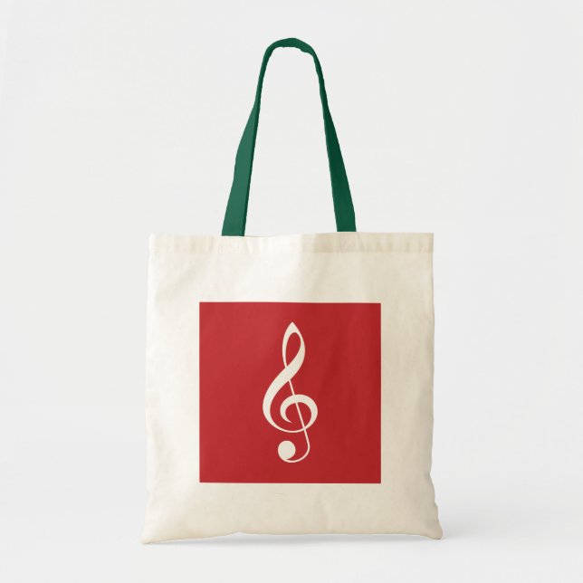 Tote Bag Cadeau de clef triple de Noël rouge et blanc (Devant)