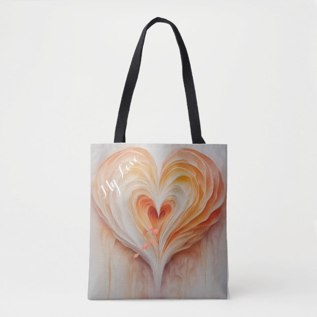 Tote Bag Cadeau de coeur personnalisé Watercolor pour elle (Devant)