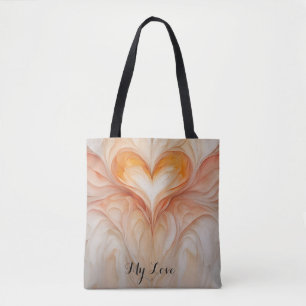 Tote Bag Cadeau de coeur personnalisé Watercolor pour elle