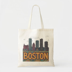 Tote Bag Cadeau de croquis dessiné à la main de la skyline 