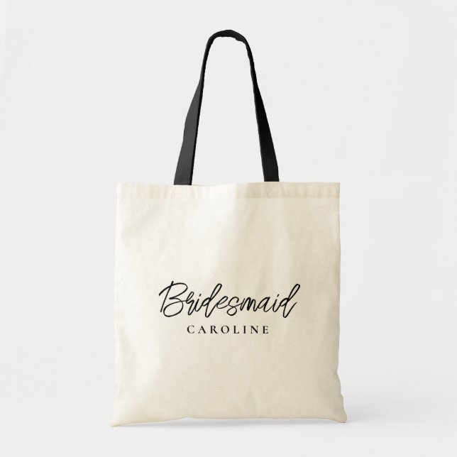 Tote Bag Cadeau de demoiselle d'honneur écriture minimale É (Devant)