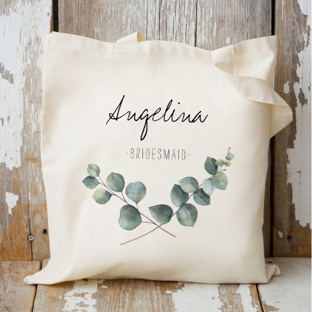 Tote Bag Cadeau de demoiselle d'honneur feuille d'eucalyptu (Créateur téléchargé)