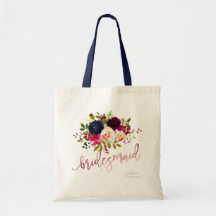 Tote Bag Cadeau de demoiselle d'honneur Fleurs aquarelles b
