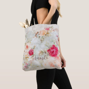 Tote Bag Cadeau de Demoiselle d'Honneur Floral Vintage pour