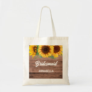 Tote Bag Cadeau de demoiselles d'honneur au tournesol rusti