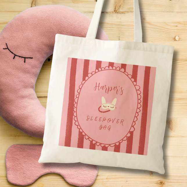 Tote Bag cadeau de faveur d'anniversaire de soirée pyjama (sleepover slumber birthday party girl teen vintage personalized sleepover tote bag party favor)