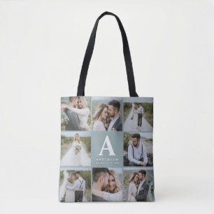 Tote Bag Cadeau de faveur initial monogramme multiphoto
