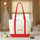 Tote Bag Cadeau de femme d'accueil personnalisé rouge<br><div class="desc">Faites sourire vos demoiselles d'honneur avec ces adorables sacs fourre-tout rouges personnalisés ! Parfaits pour transporter tous les objets essentiels de leur mariage,  ces sacs sont à la fois élégants et pratiques. Montrez votre appréciation avec un cadeau attentionné et personnalisé qu'ils aimeront.</div>