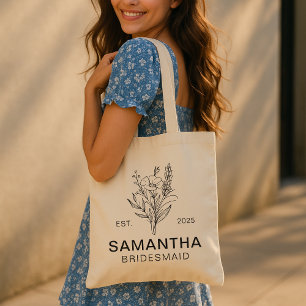 Tote Bag Cadeau de Fête de Bachelorette Fleurie Rustique su
