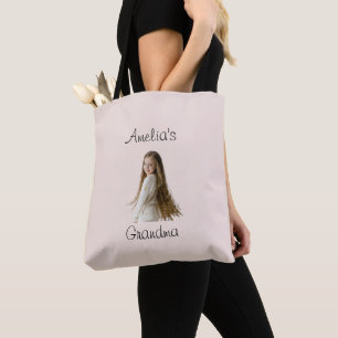 Tote Bag Cadeau de grand-mère - Nom et photo de grand-enfan