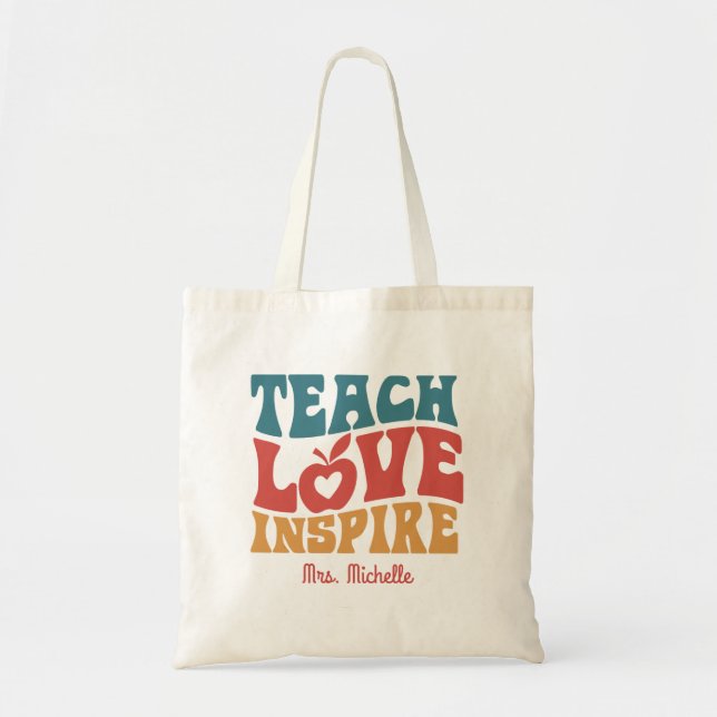 Tote Bag Cadeau de journée des enseignants Rétro Enseigner  (Devant)