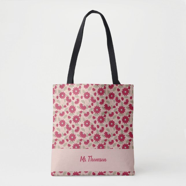 Tote Bag Cadeau de l’enseignant personnalisé, marguerites r (Devant)