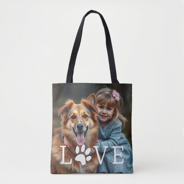 Tote Bag Cadeau de la Fête des Mères de Chien avec Fille (Devant)