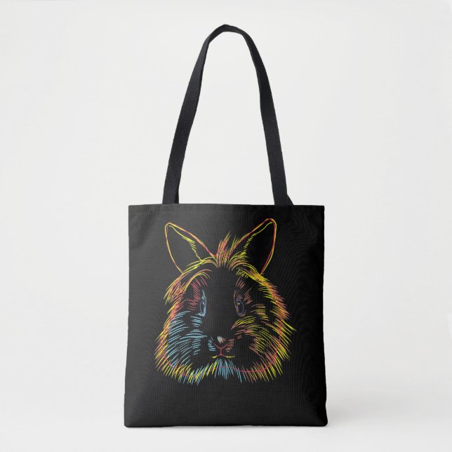 Tote Bag Cadeau de lapin| Lapin à tête de lapin en couleur (Devant)