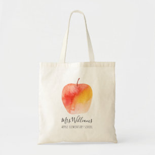 Tote Bag Cadeau de l'enseignant Nom personnalisé Aquarelle