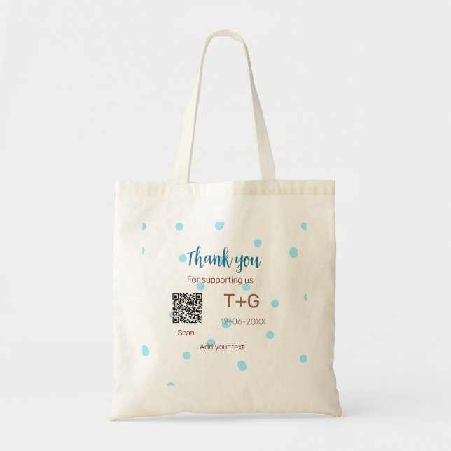 Tote Bag Cadeau de lune de miel Ajouter Q R code nom du cou (Devant)