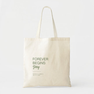Tote Bag Cadeau de mariage Simple Sage Forever Begins Today