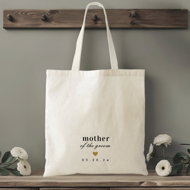 Tote Bag Cadeau de mère de marié à coeur doré moderne (Créateur téléchargé)