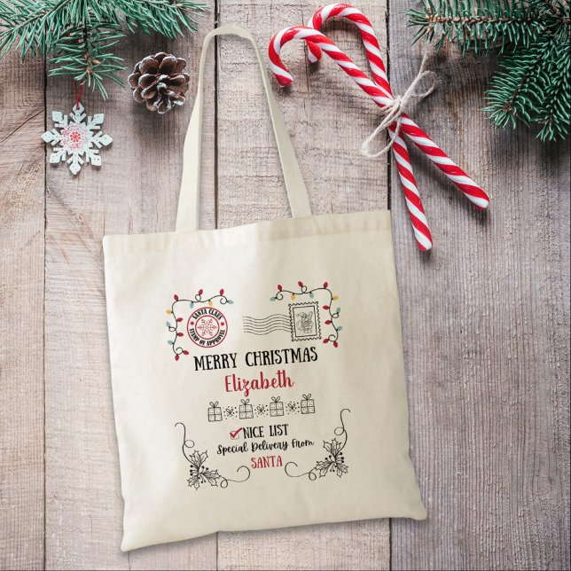 Tote Bag Cadeau de Noël de Père Noël Personnalisé (Créateur téléchargé)