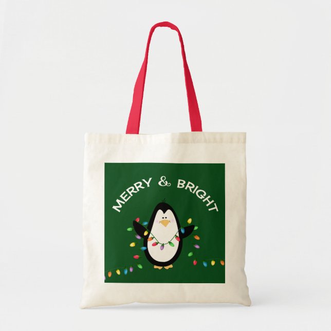 Tote Bag Cadeau de Noël de pingouin d'amusement (Devant)