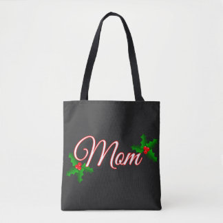 Tote Bag Cadeau de Noël Maman Rouge Baie de Houx Festif pou