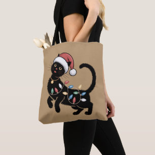 Tote Bag Cadeau de Noël pour maman amateur de chat noir mig