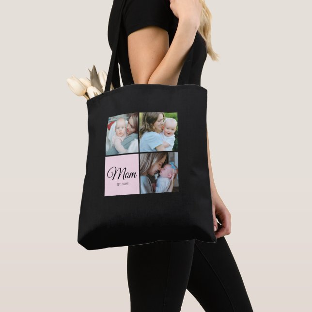 Tote Bag Cadeau de photo noir 3 Script Maman établie F* (De près)