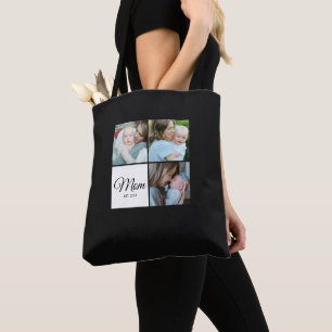 Tote Bag Cadeau de photo noir script Maman établie 3