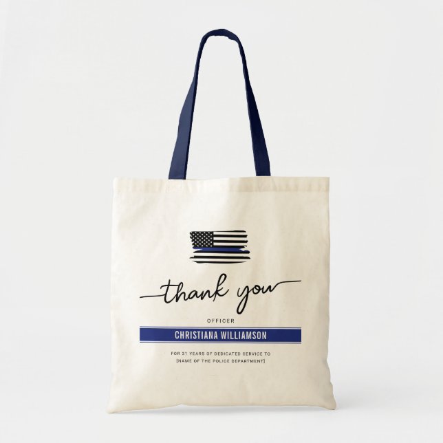 Tote Bag Cadeau de retraite d'un policier de Merci sur mesu (Devant)