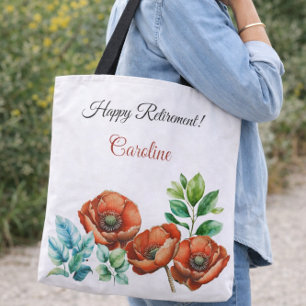 Tote Bag Cadeau de retraite pour elle aquarelle coquelicots
