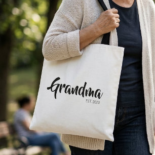 Tote Bag Cadeau de script noir et blanc établi par grand-mè